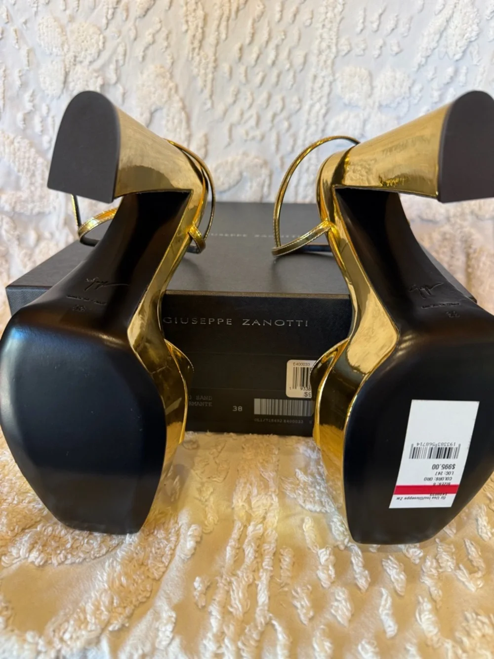 Giuseppe Zanotti Gold Mirror-Platform Open-Toe Sandals #598